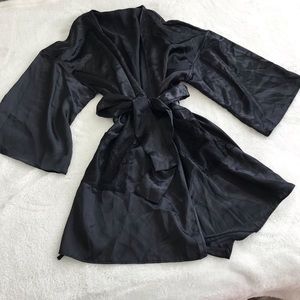 Victoria’s Secret Black Silk Tie Robe